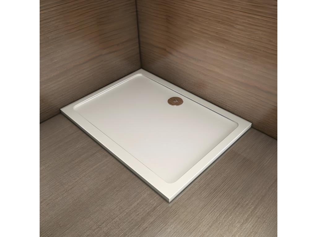 Receveur de douche blanc 160*80*3cm rectangulaire, Extra-plat, Manteau Mobiliercosy, bac à douche anti-dérapant Modèle Classique