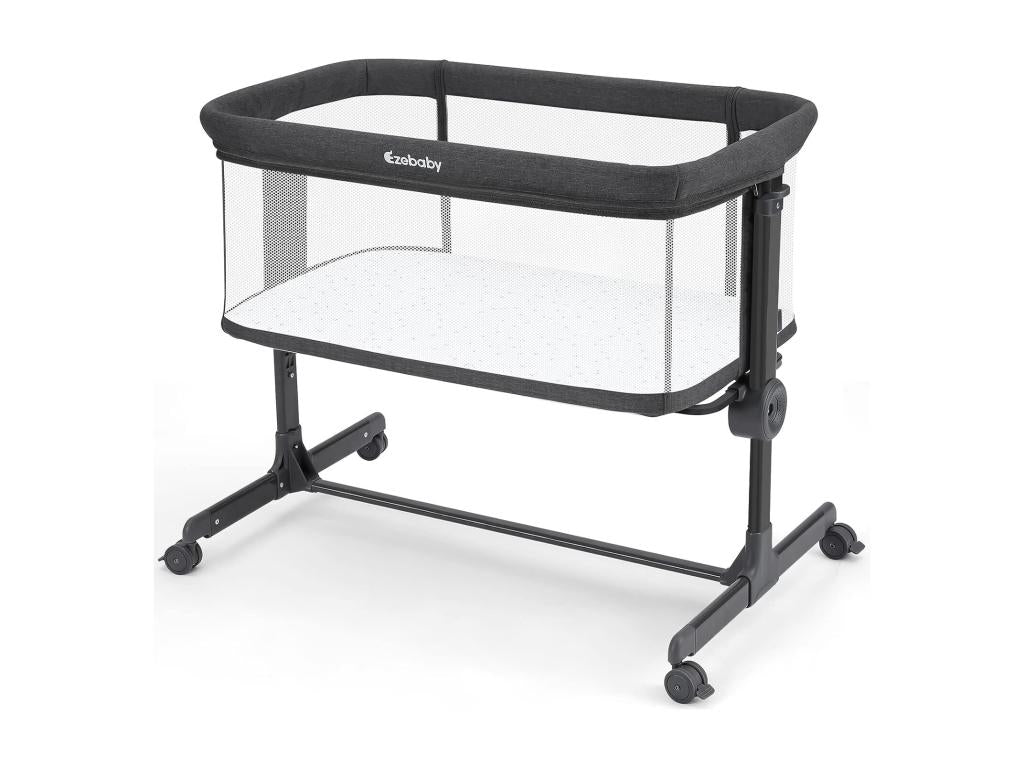 Decoinspi Lit Bébé Cododo 2 en 1,Lit Parapluie à 9 kg,Hauteur réglable 7 Niveaux,Berceau Bébé avec Matelas,Côté Repliable,Decoinspi Respirante - Gris Foncé