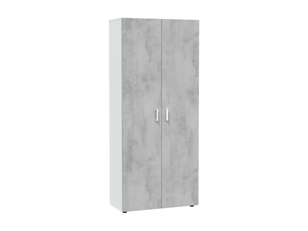 Armoire polyvalente Decoessentielle Armoire auxiliaire avec 2 portes et 3 étagères Armoire à balais 80x37h182 cm Ciment et Blanc