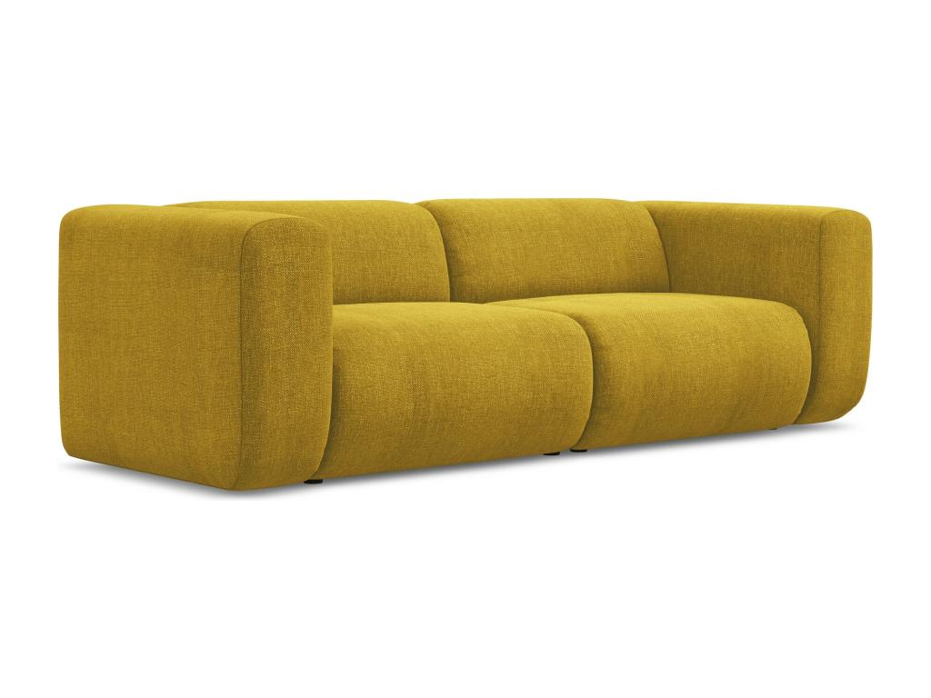 Canapé modulable 3 places en tissu chenille - moutarde - Mobiliercosy