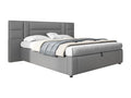 Lit coffre 160x200 cm avec grande tête de lit - Cuir PU - LEDs - Sommier à Zenmobilier - Gris sans matelas