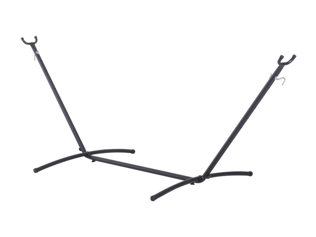 Support pied de hamac structure robuste métal époxy noir hauteur réglable 6 niveaux dim- 2.80L x 1.20lx 1.10H m
