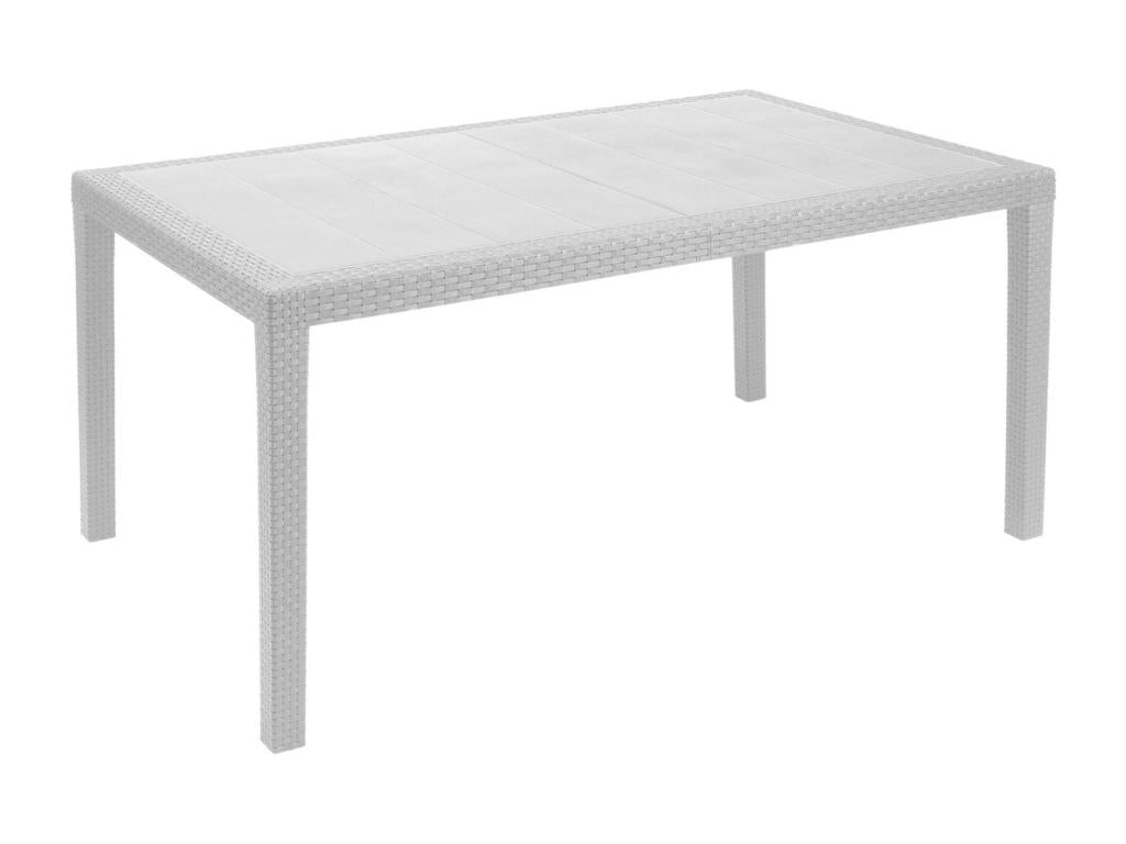 Table d'extérieur Decovivante Étagère rectangulaire fixe Table de jardin polyvalente effet rotin Made in Italy 138x78h72 cm Blanc