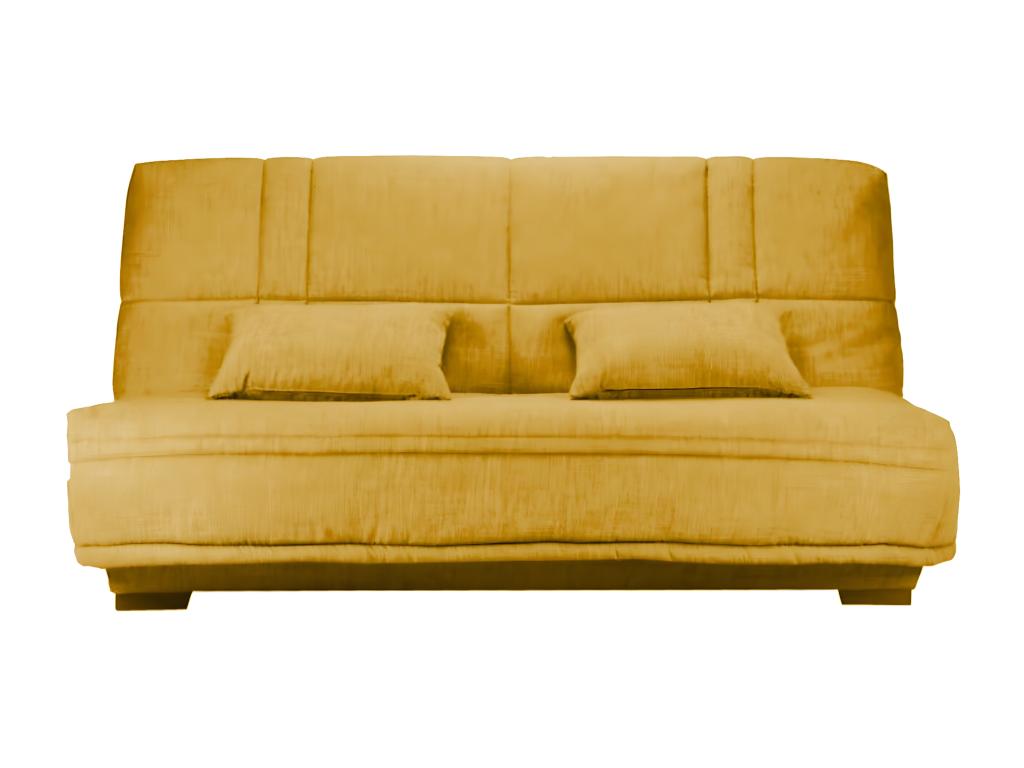 Canapé clic clac tissu avec rangement matelas Starlux 17cm Minel 207cm-Couleur Jaune Mobiliercosy