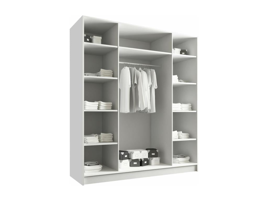 Armoire Mobiliercosy 190, Blanc|Noir, 215*200*58cm, Portes d'armoire: Avec des charnières