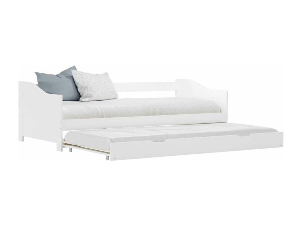 Lit banquette 2 couchages pin massif blanc Homeepure 90x200