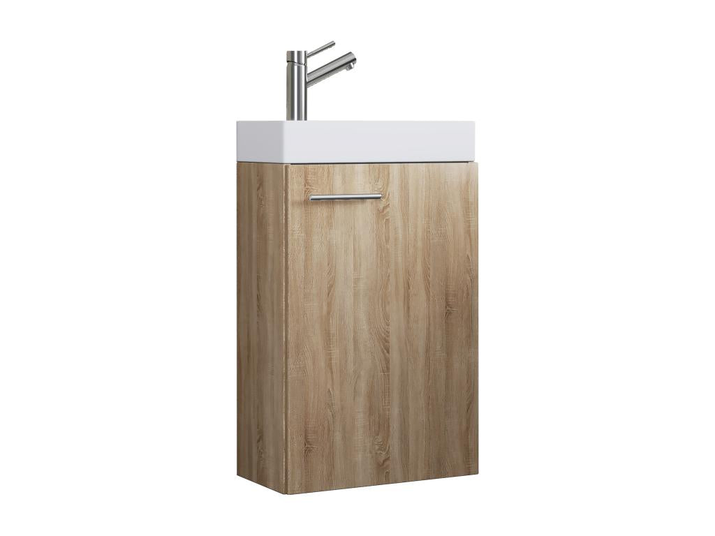 Parfaitlogis 2 pcs ensemble de meubles de salle de bain WC invités lavabo petit étroit Slito (chêne Parfaitlogis)