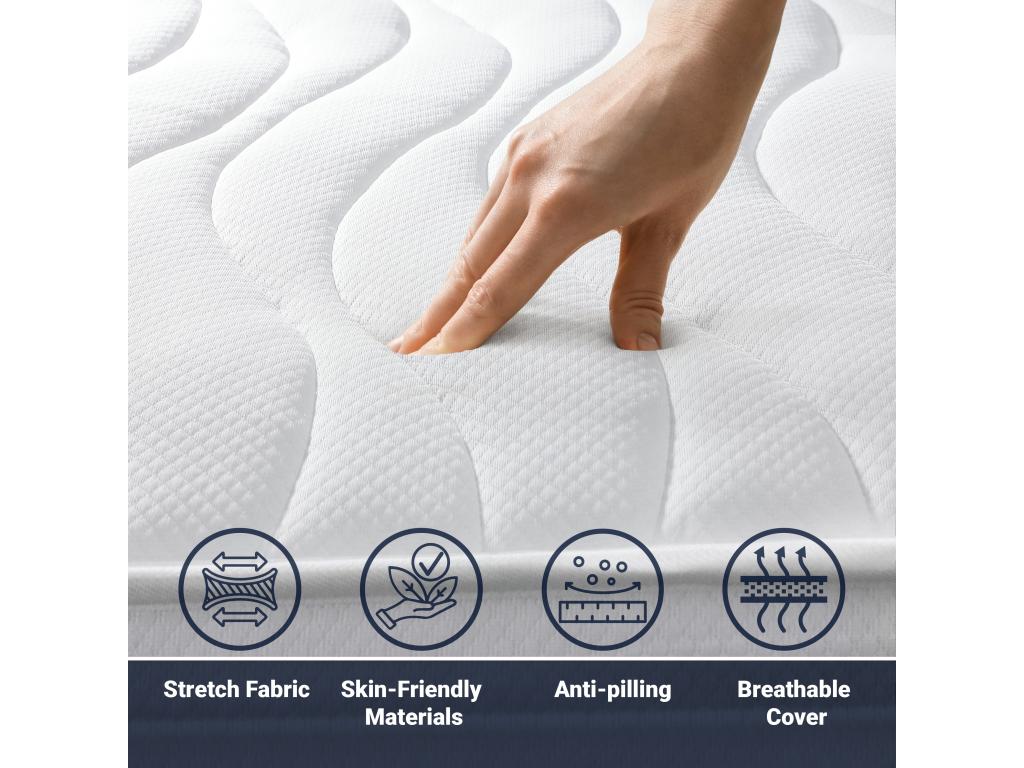 Matelas Simple XL 120x170 à mémoire orthopédique - Hauteur 20 cm - Fabriqué en Italie
