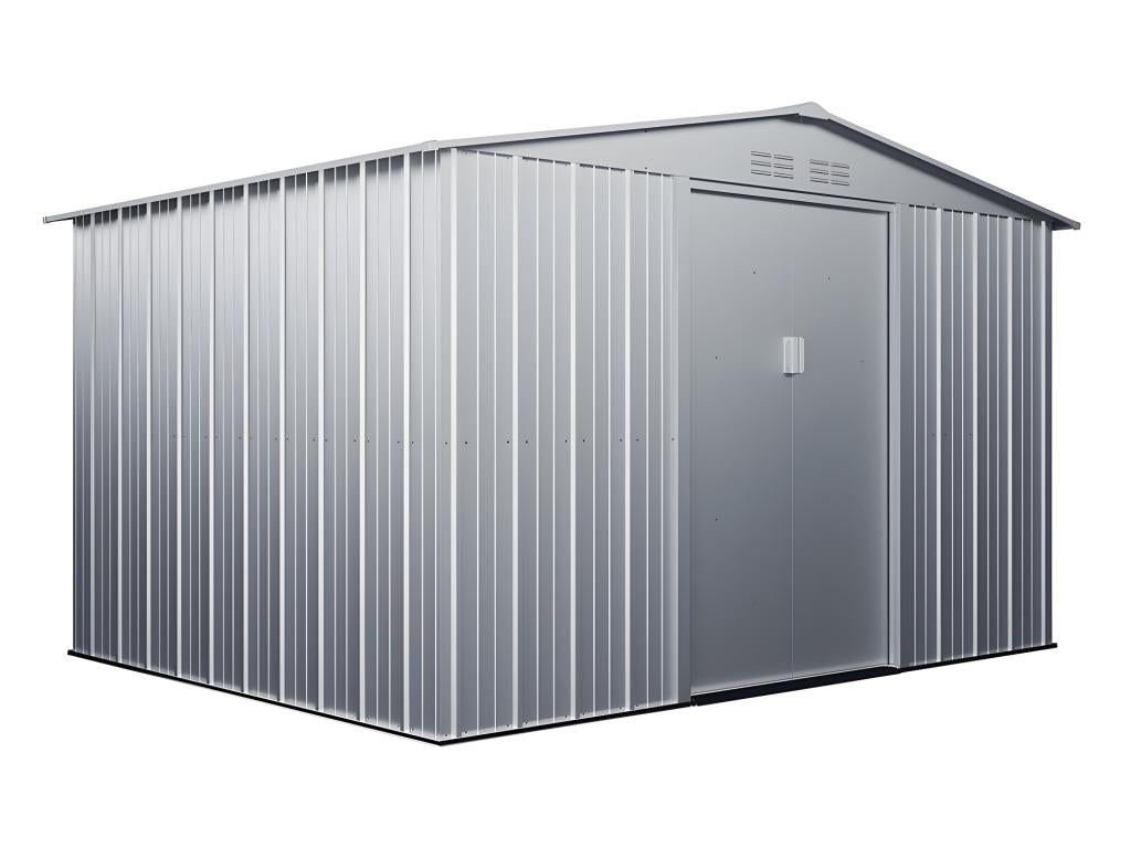 Abri de jardin métal en acier galvanisé gris 9.92 m² Mobilierdoux