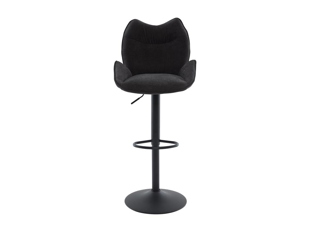Lot de 2 tabourets de bar en tissu et métal noir - Hauteur réglable - Noir - Mobiliazen