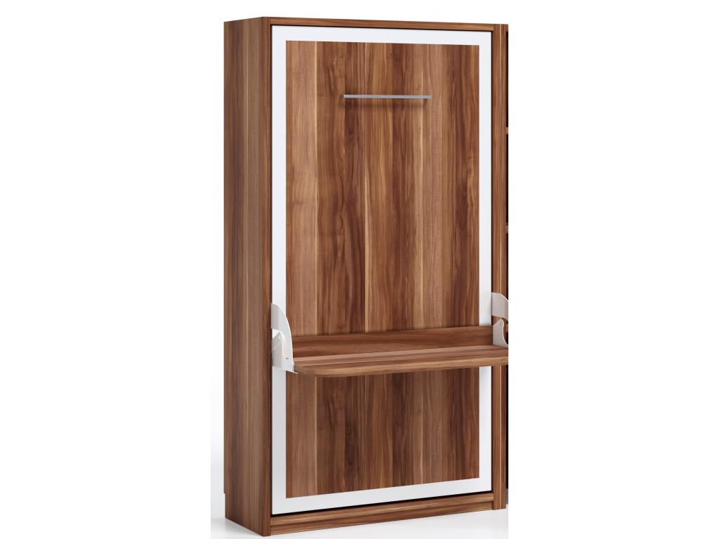 Lit escamotable vertical 90x200 avec bureau Studante-Façade Rouge