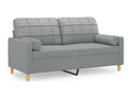 Canapé 2 places avec oreillers gris clair 140 cm tissu
