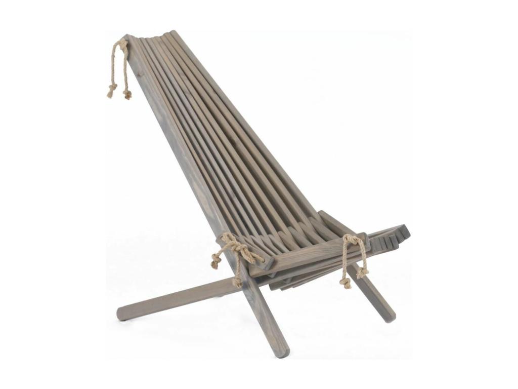 Chilienne en bois EcoChair avec coussin (Lot de 2) Pin gris