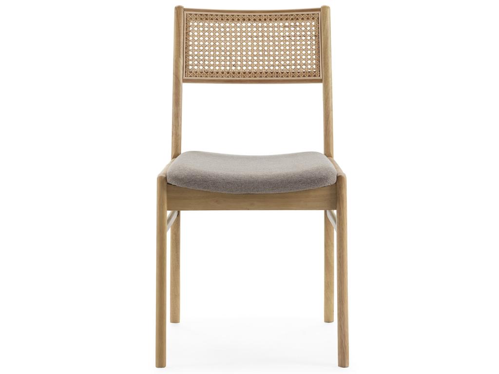 Pack de 2 chaises Vilma Couleur Chêne Bois Massif et Rotin Naturel