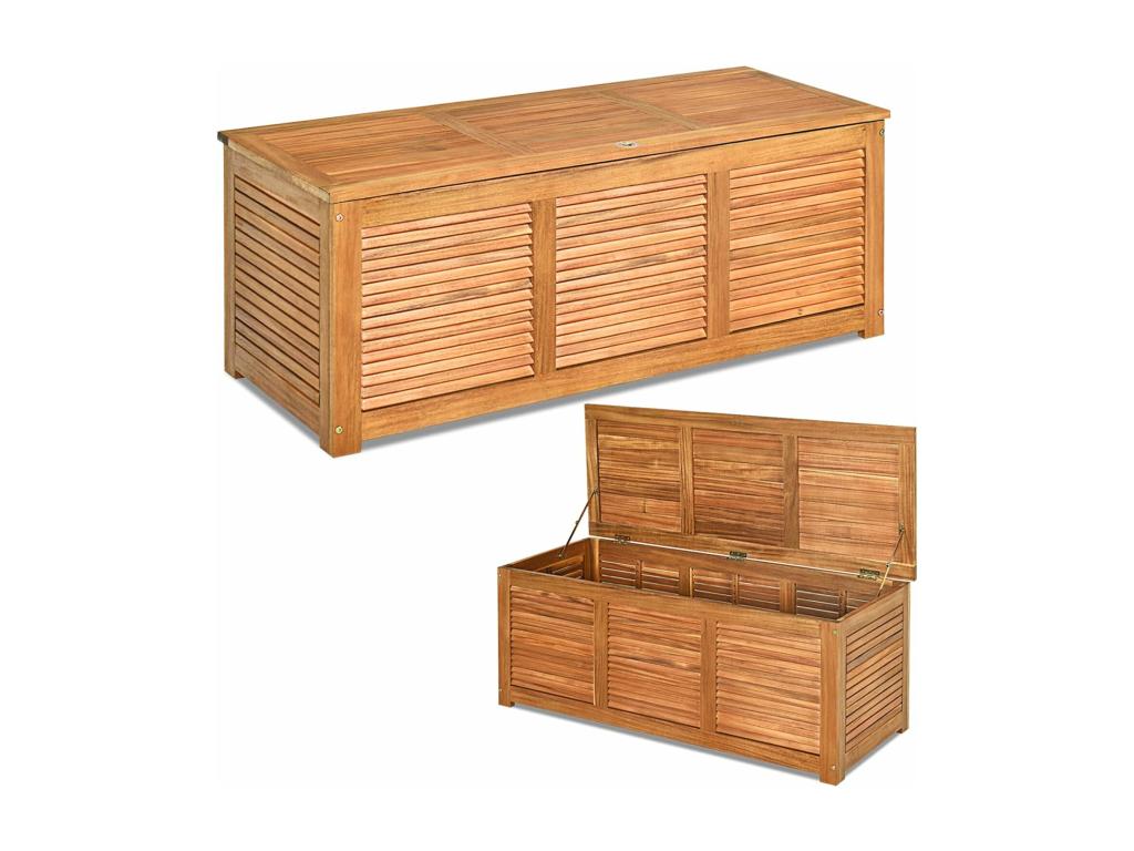 Coffre de Jardin en Bois d'Habitatdoux certifié Habitatdoux 178L 120.5*44.5*44.5 cm Charge Max 150KG