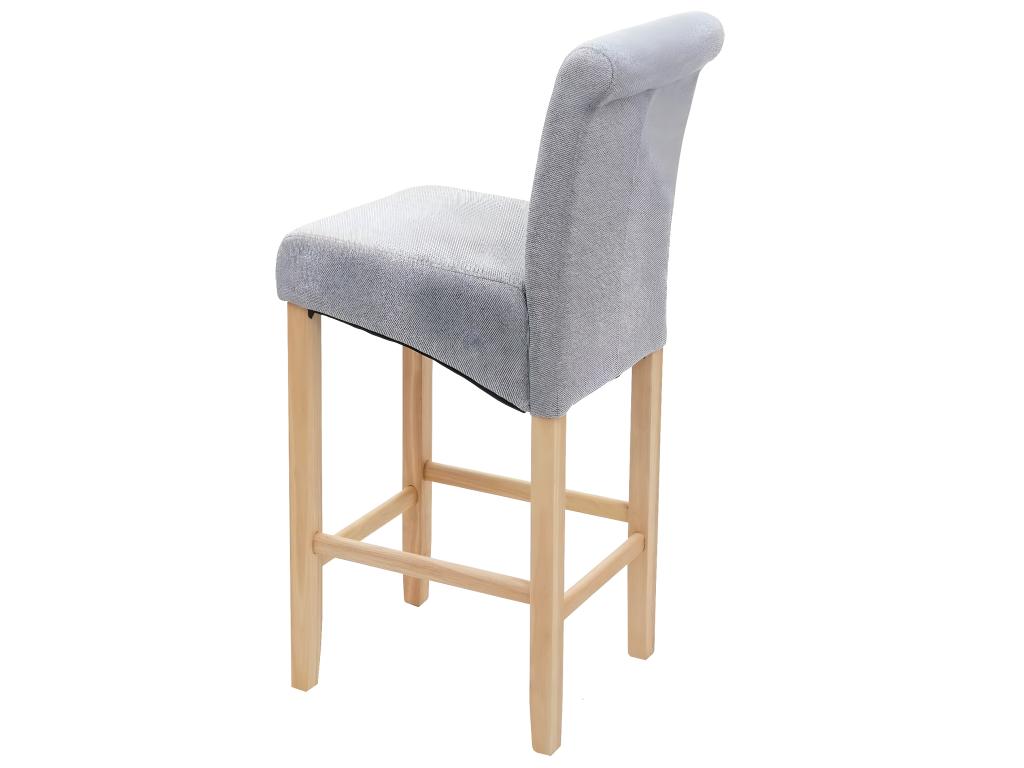 Tabouret de bar Decoepure-C33, tabouret de comptoir, bois - gris clair, pieds clairs, tissu/textile