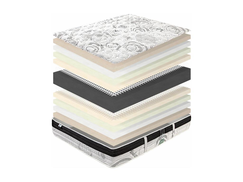 Matelas 140x190 cm Boivana 26cm latex ergonomique haute densité 2 Oreillers