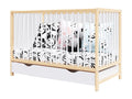Lit bébé évolutif avec tiroir - Cheneclair - 120x60 cm - Blanc et Pin