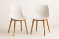 Lot de 2 chaises en plastique avec pieds en bois