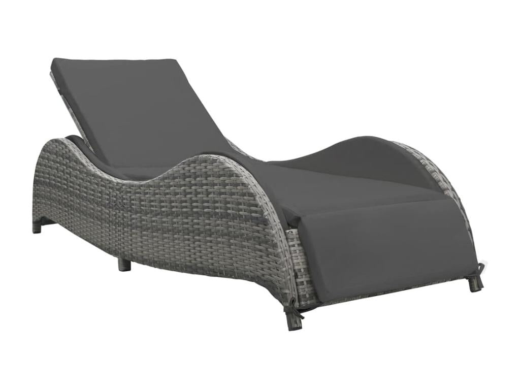 Chaise longue avec coussin Résine tressée Anthracite
