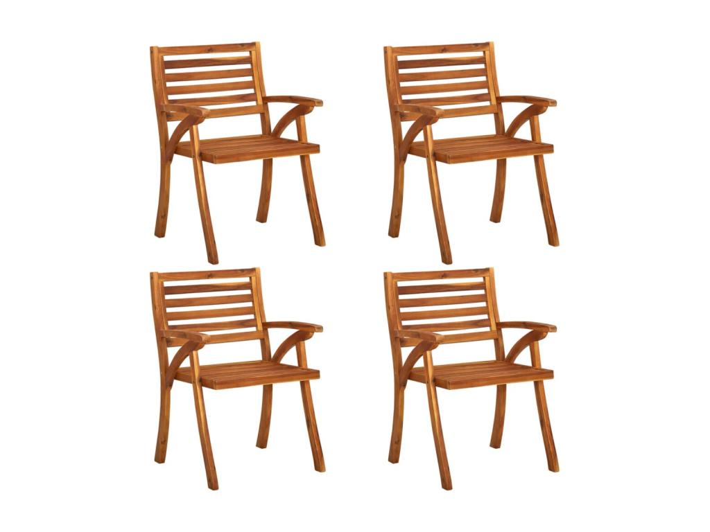 Chaises de jardin avec coussins lot de 4 Bois de teck solide