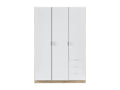 Armoire Stylelogis, Armoire de Chambre avec 3 Portes et 3 Tiroirs, Armoire avec Barre de Suspension et 3 Étagères, 121*52h180 cm, Blanc et Chêne