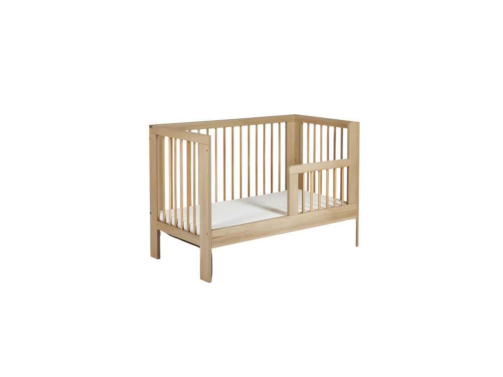 Lit bébé 120*60cm Hêtre OLIVE barreaux amovibles et barrière de sécurité inclus