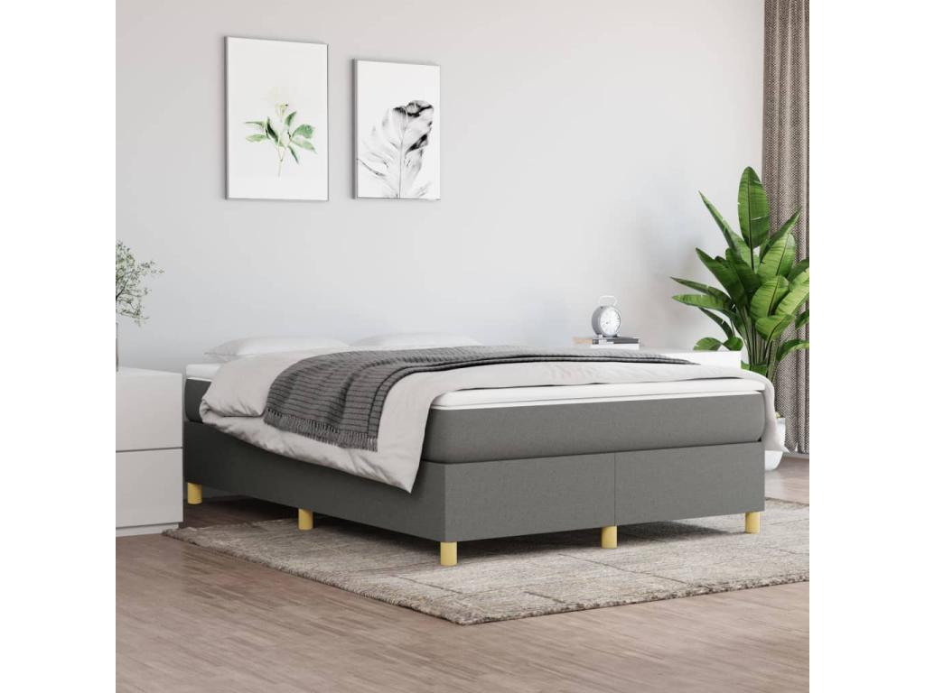 Cadre de lit sans matelas gris foncé 140x190 cm tissu