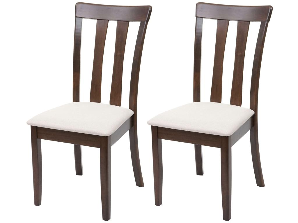 2x chaise de salle à manger Decoessentielle-G46 tissu en bois massif - châssis beige foncé