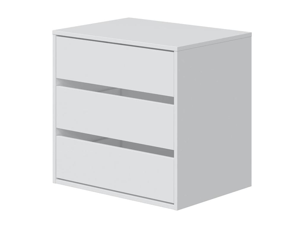 Commode avec 3 tiroirs coloris blanc - Hauteur 56 * largeur 60 * profondeur 44 cm