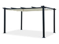 Mobiliazen/Pergola aluminium 3x4m toile coulissante rétractable - Gris / ECRU - OHIO XL