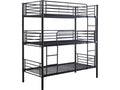 Lit superposé en métal triple Domisweet - 90x190 cm - Noir