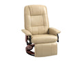 Fauteuil Zenmobilier inclinable repose-pied réglable pivotant 360 bois synthétique crème