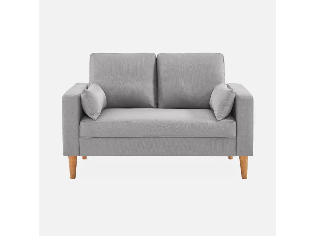 Canapé en tissu gris clair - Zenmobilier - Canapé 2 places fixe droit pieds bois- style scandinave