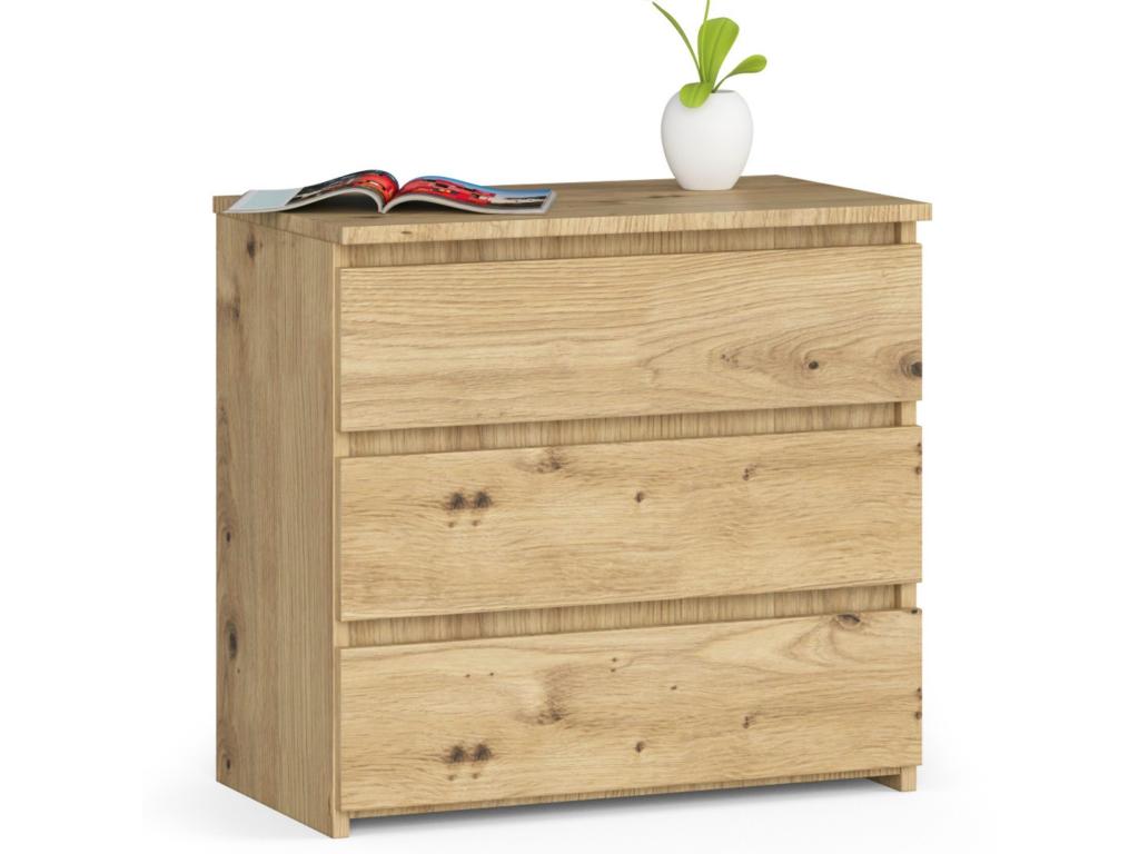 Table de chevet Serenelogis CL3 Chêne Serenelogis 60 cm 3 tiroirs façade Chêne Serenelogis 60*35*57 cm