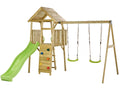 Boisinterior Aire de jeux portique en bois WOODI - Double balançoire toboggan mur d'escalade cabane échelle