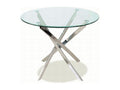 Table ronde design - Agis - D 90 * H 73 cm - Verre et métal chromé