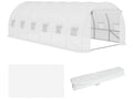 Bâche de rechange serre tunnel 18 m², bâche dim. 6L x 3l x 2H m PE anti-UV imperméable 12 fenêtres + porte enroulable zippée blanc