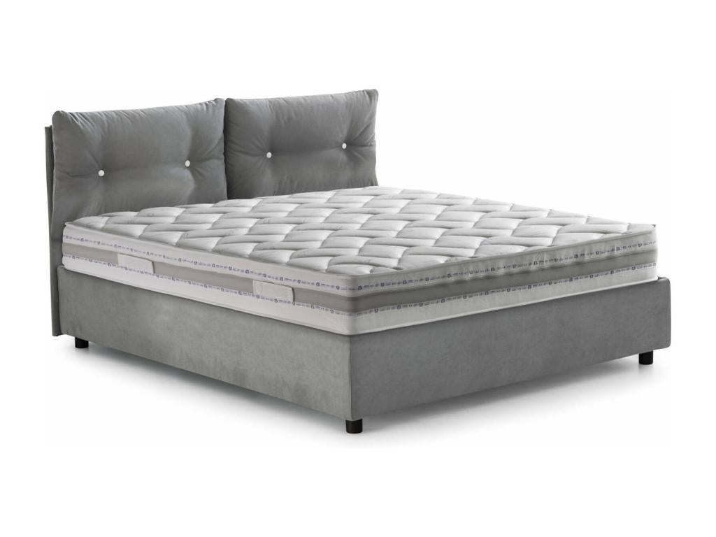 Lit double Doucezen Lit coffre avec revêtement en tissu Made in Italy Ouverture frontale avec matelas 160x190 cm inclus Gris