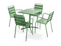 Ensemble table de jardin et 4 fauteuils en métal vert cactus