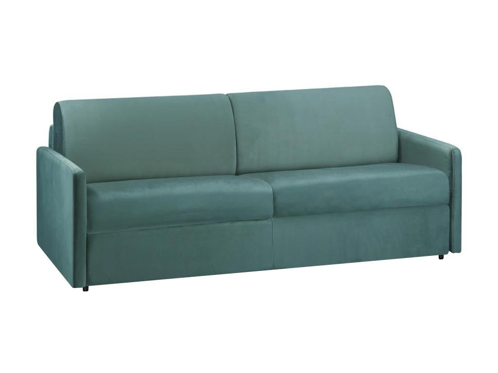 Canapé 4 places convertible express en velours vert menthe - Couchage 160 cm - Matelas 22 cm Decoessentielle