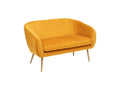 Banquette 2 places en Velours Moutarde Mobilierdouxé et pieds en métal doré