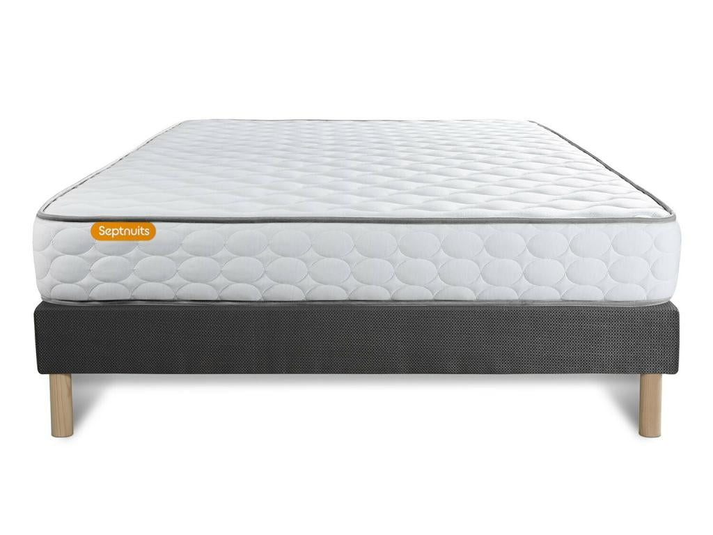 Ensemble matelas Mémoire de forme + sommier gris 140x190 Memo