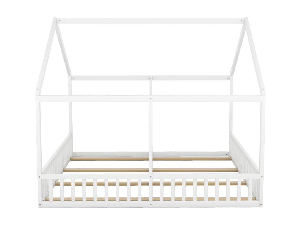 Lit cabane pour 2 enfants 90*200cm - lits plats modèles de maison lits 2 couchage 2 en 1 - blanc