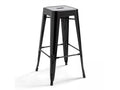 Lot de 4 tabourets de bar en acier noir brillant