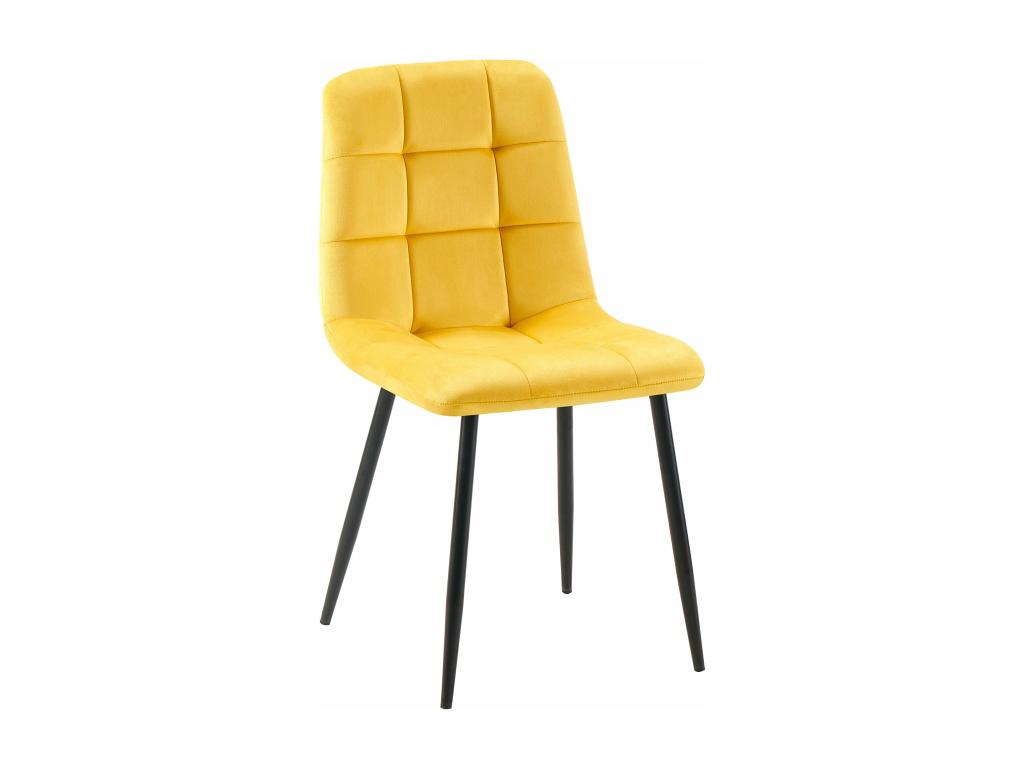 chaise salle à manger - Velours / Métal noir mat - Jaune - Cosavio