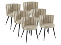 Lot de 6 chaises en velours et métal noir - Beige - Mobilierdoux MORABITO
