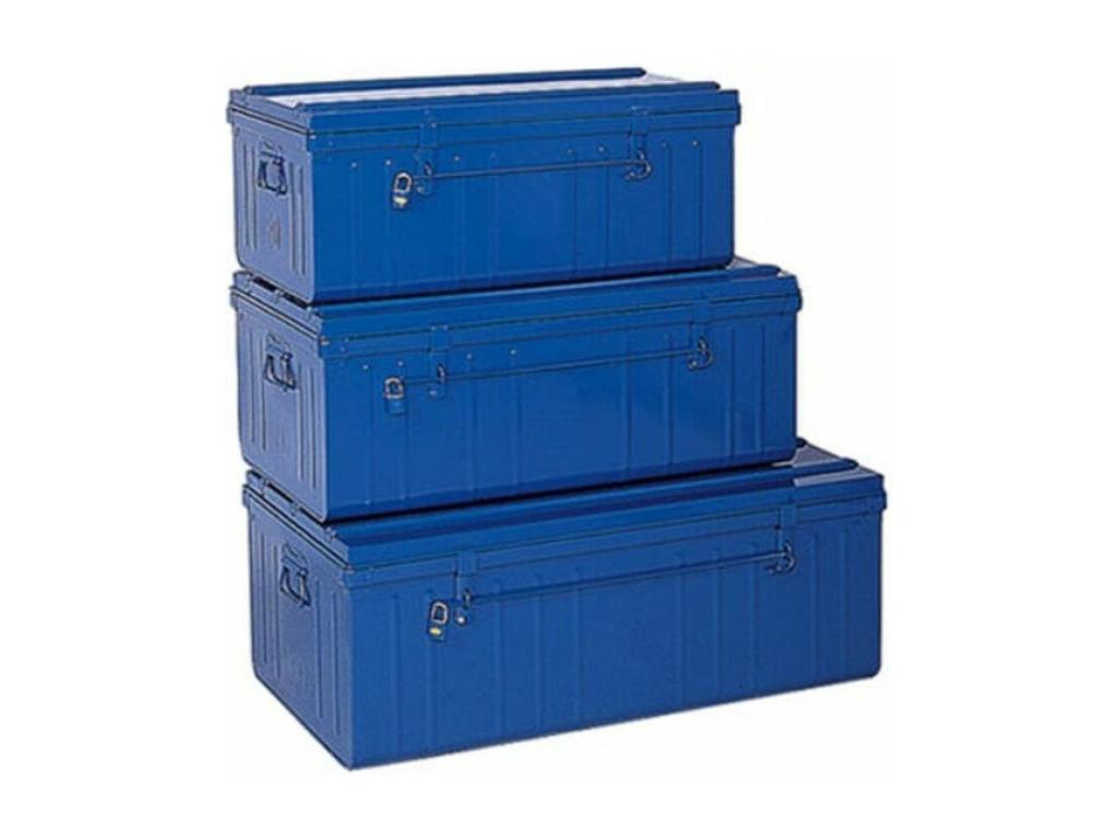 Grandes malles acier bleu Decoinspi - Lot de 3