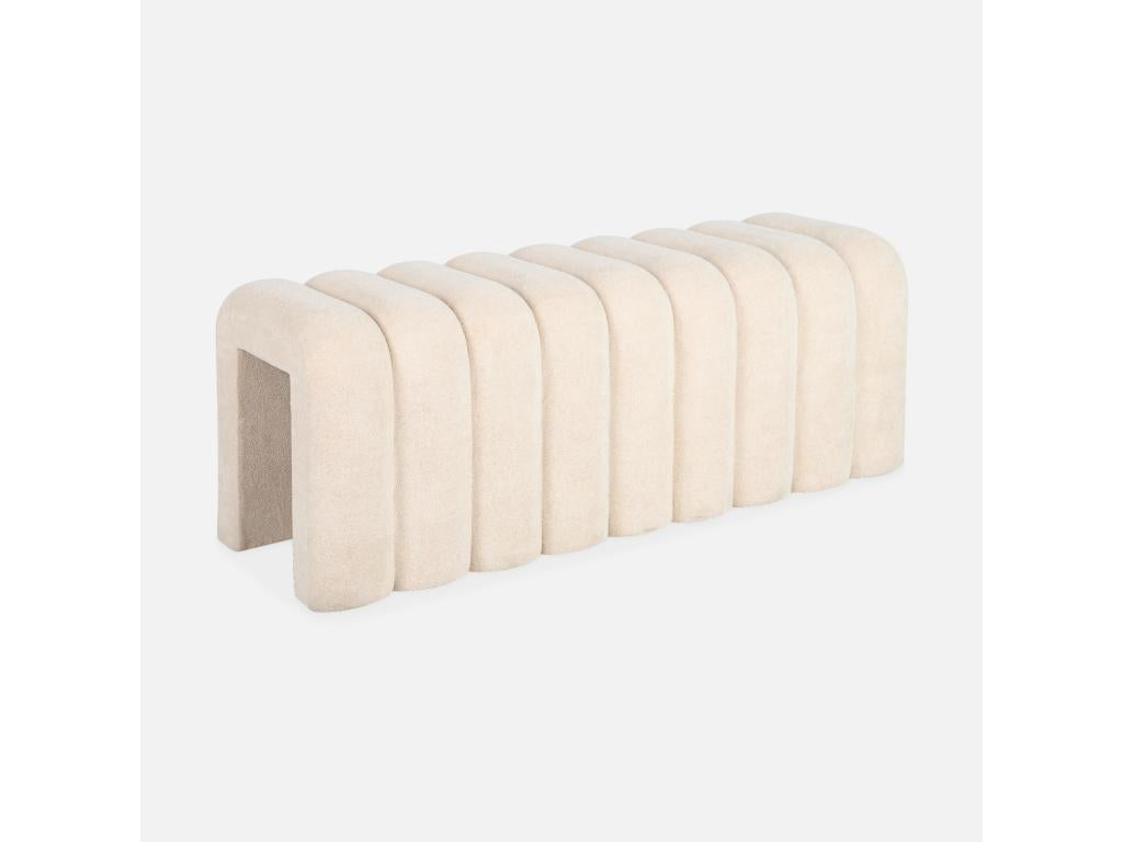 Banc- bout de lit beige contemporain en tissu