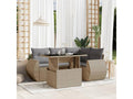 Salon de jardin avec coussins 5 pièces beige résine tressée